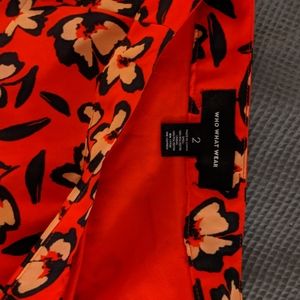 WHO WHAT WEAR bright red floral skirt